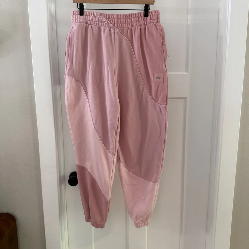 Alo Yoga Make Waves Sweatpant Sunset Pink Tonal Colorblock Jogger Men M Womens L
